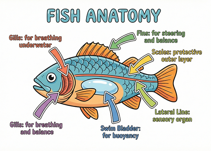 Fish Anatomy Educational Diagram