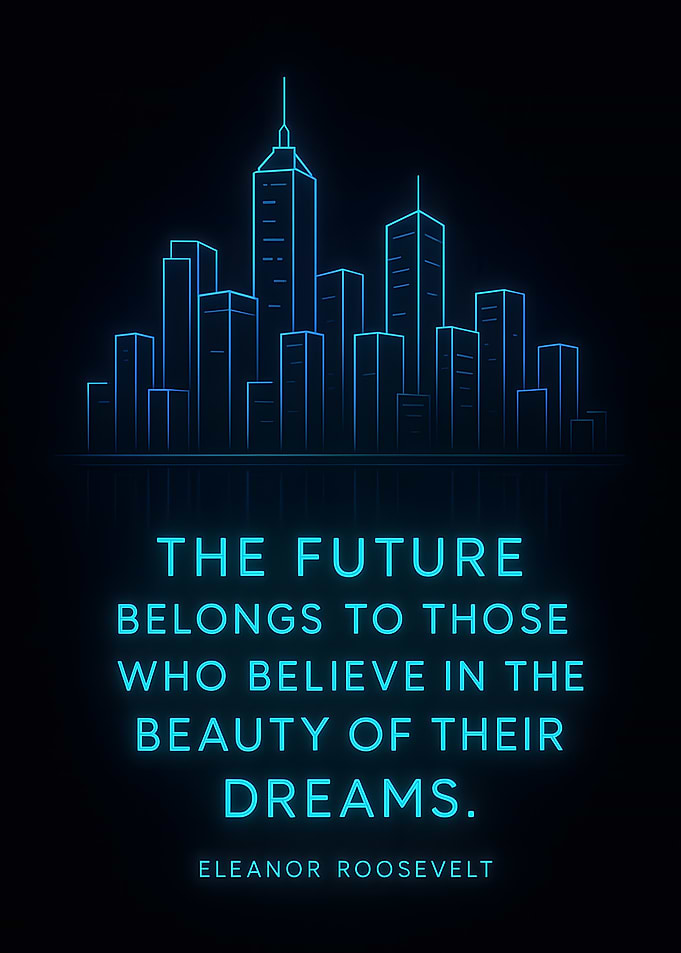 Neon Cityscape with Inspirational Quote