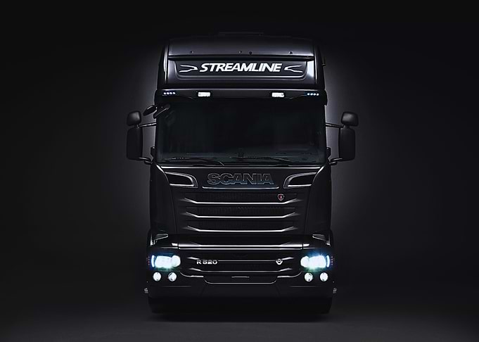 Black Scania Streamline Truck Front View