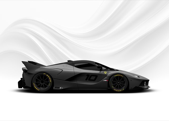 Gray Ferrari FXX K Side View