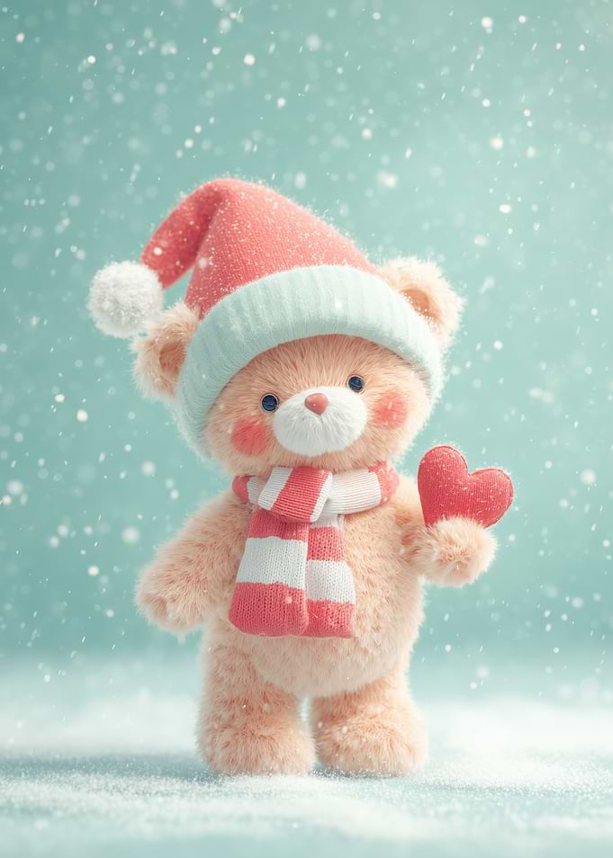 Winter Teddy Bear with Heart