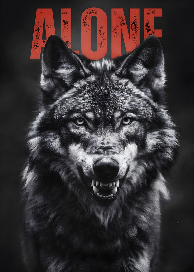 black and white alone wolf
