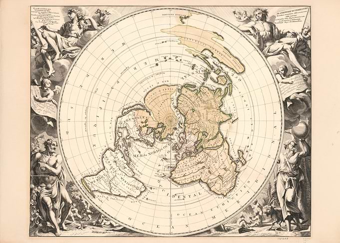 Antique World Map with Figures