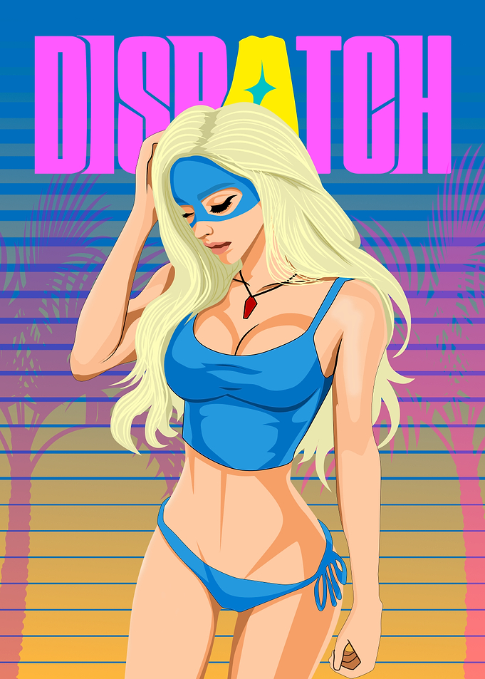 Blonde blazer in Blue Bikini Illustration