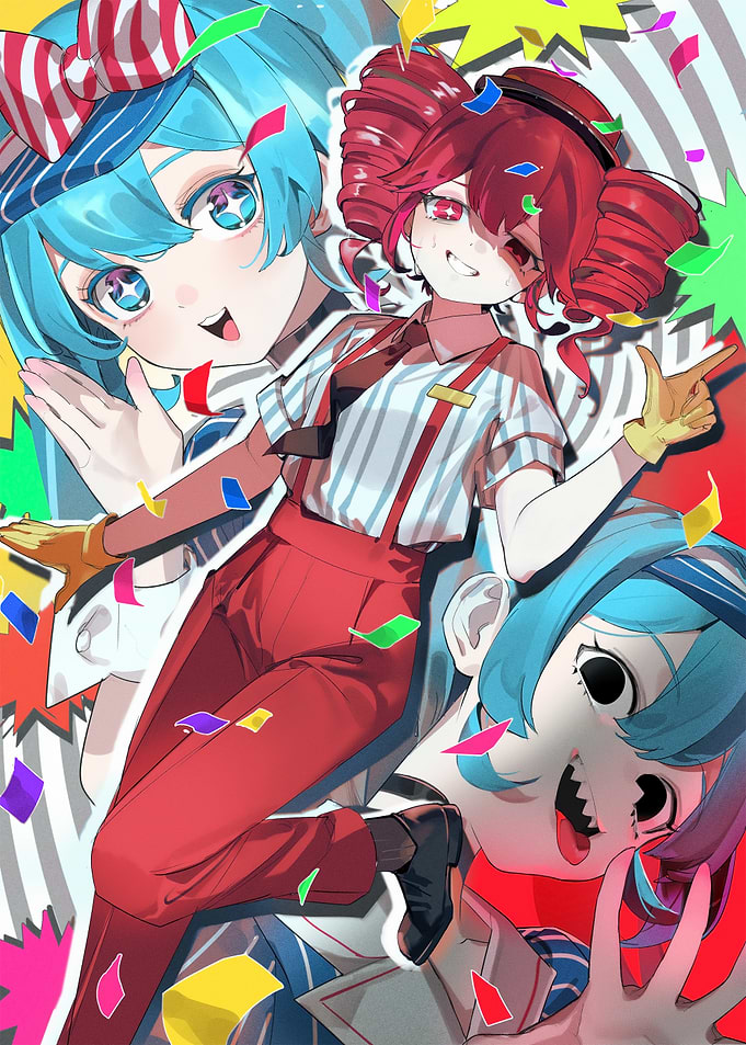 Anime Girls Celebrating with Confetti