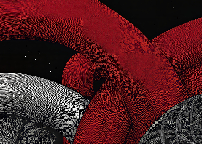 Abstract Red and Gray Interwoven Arches