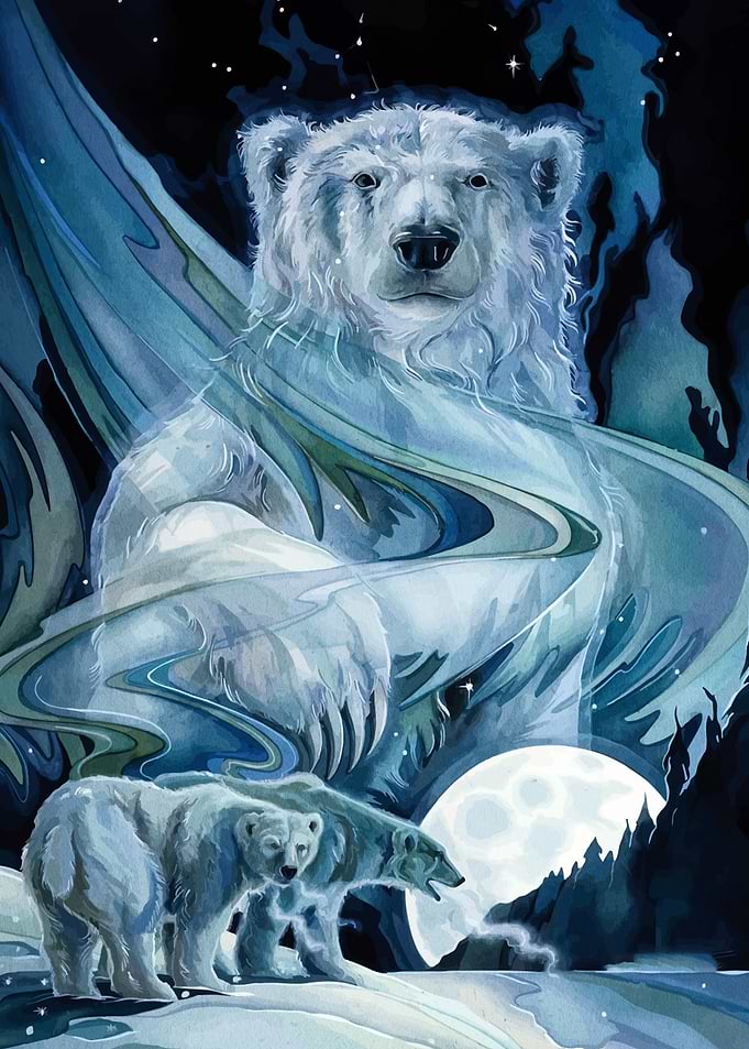 Polar Bear Spirit Watercolor Painting