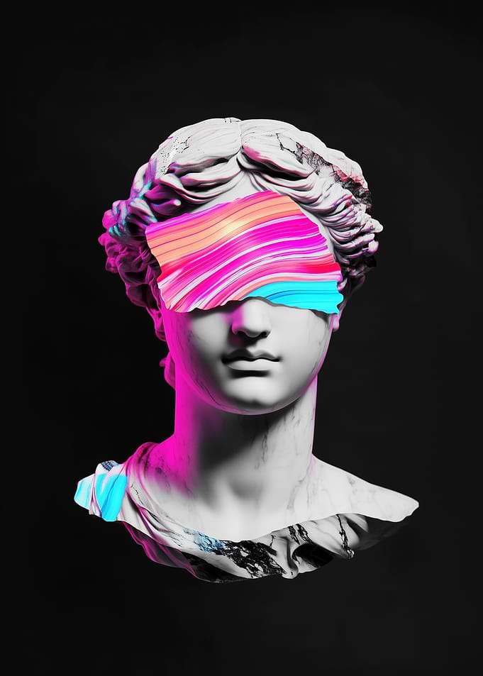 Abstract Bust with Colorful Overlay