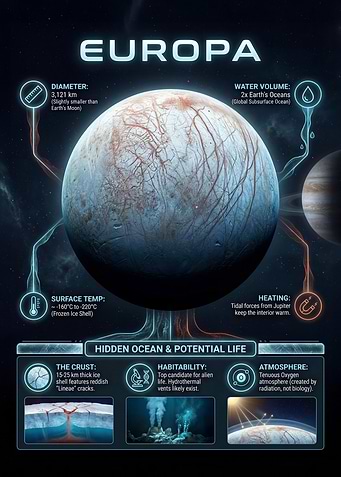 Europa: Hidden Ocean and Potential Life