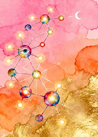 Watercolor Eye Network with Moon