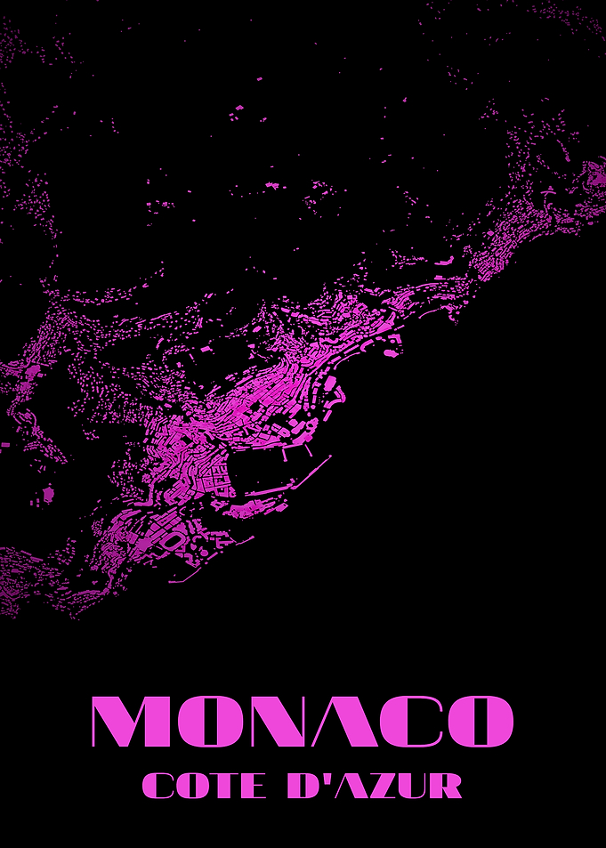 Monaco Cote D'Azur Map Pink