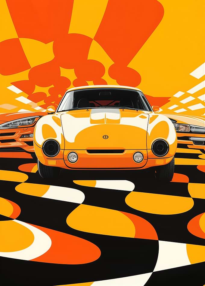 Orange Car Geometric Art