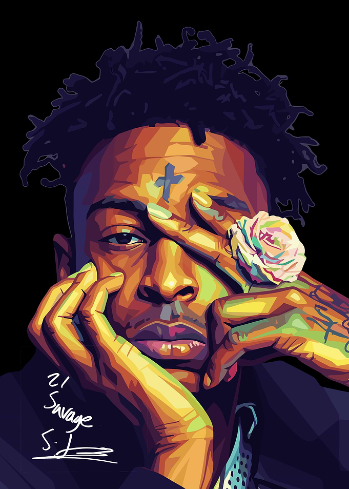 21 Savage Portrait with Rose