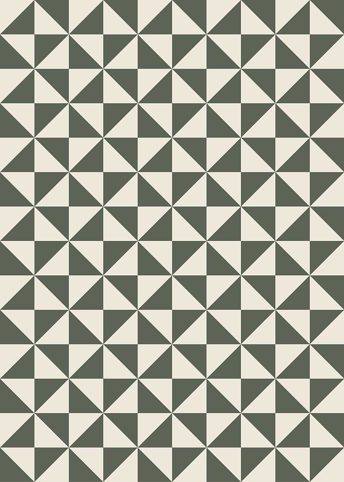 Geometric Triangle Pattern in Green and Beige