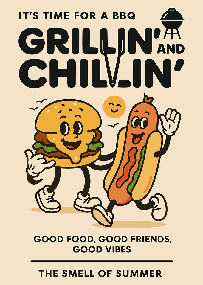 Grillin' and Chillin' BBQ Cartoon