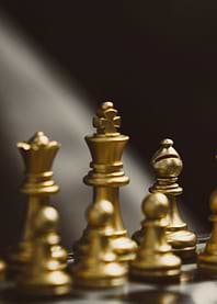 Golden Chess Pieces Close-Up