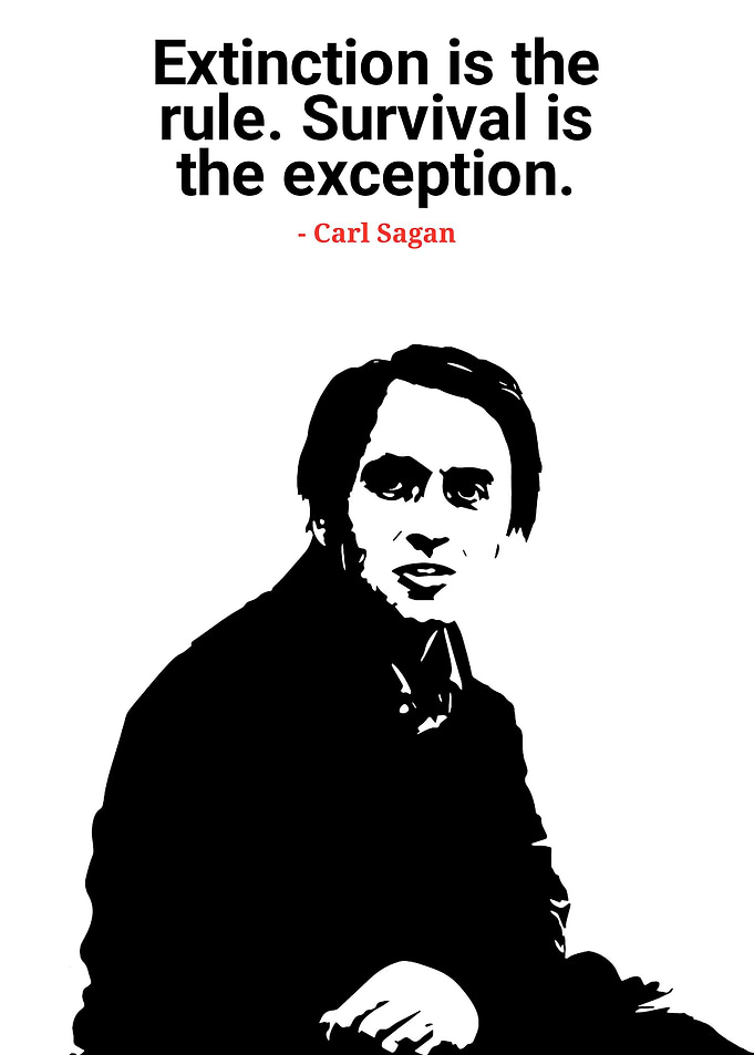 Carl Sagan Quote: Extinction and Survival