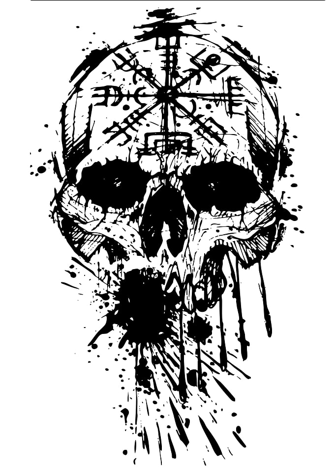 Skull with Vegvisir Symbol