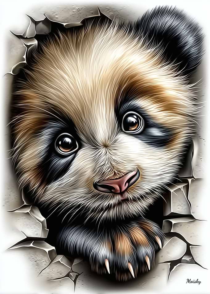 Baby Panda Breaking Through Wall Art