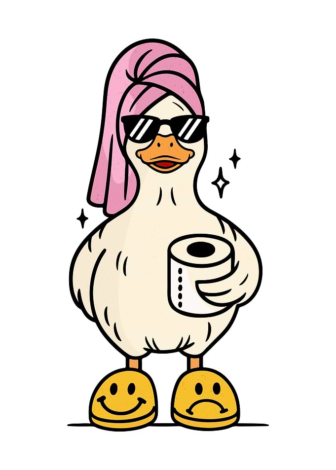 Duck with Towel and Sunglasses