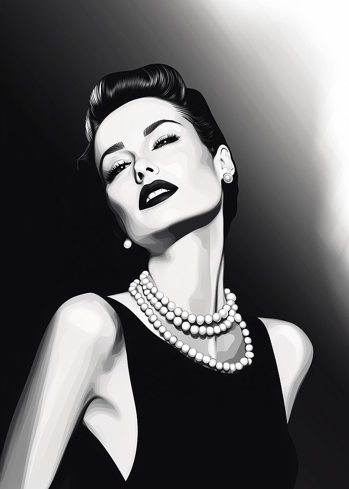 Elegant Woman in Black and White
