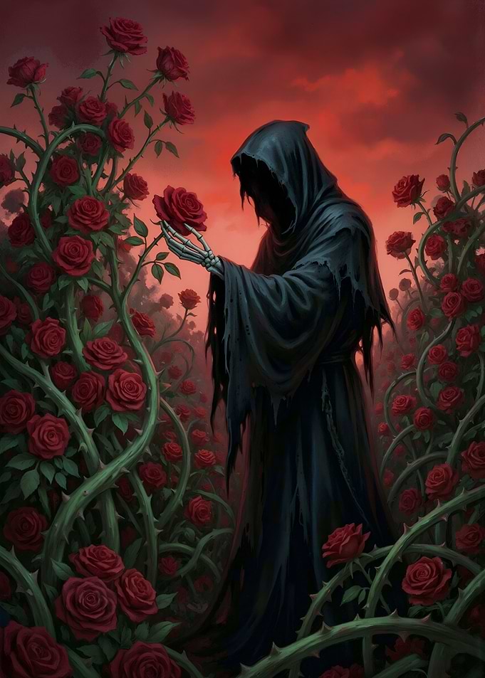 Grim Reaper in Rose Garden