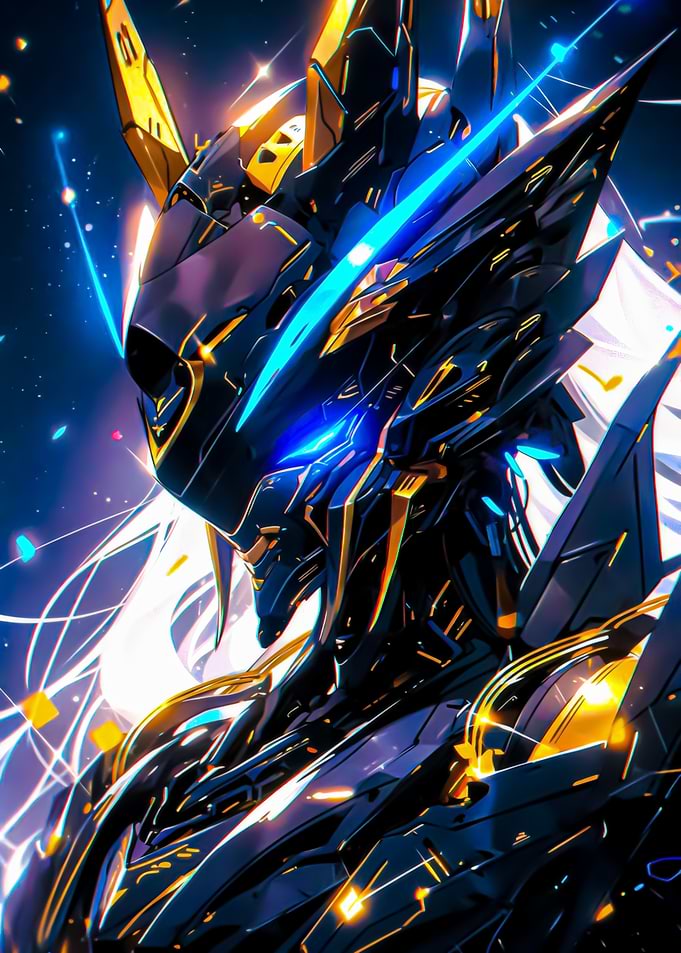 Futuristic Robot Warrior with Glowing Accents