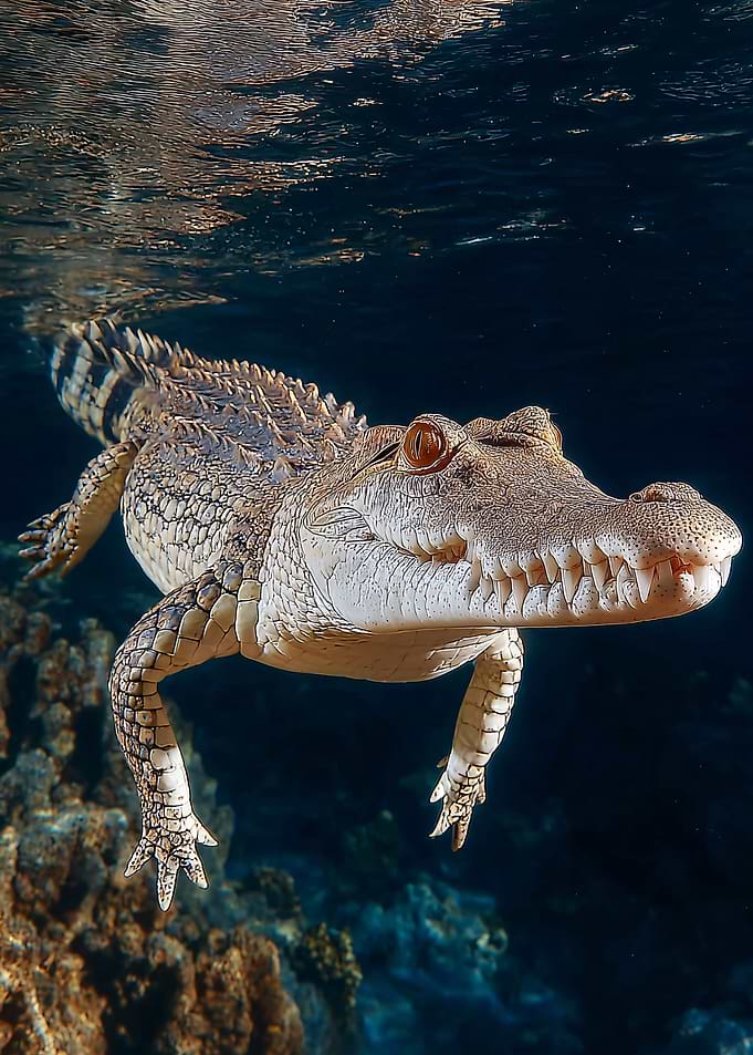 Underwater Crocodile Portrait
