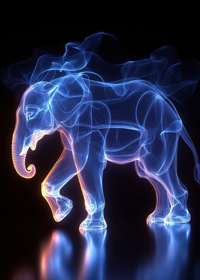 Abstract Elephant Glowing Digital Art