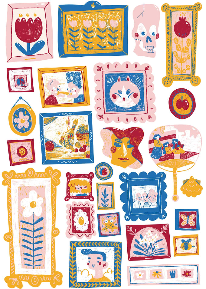 Collection of Framed Art Illustrations