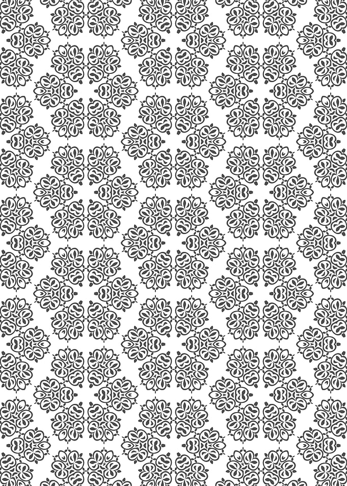 Central Symmetry Floral Pattern in Gray and White