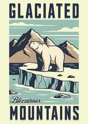 Glaciated Blizzarous Mountains Poster