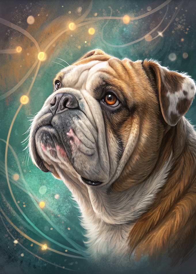Bulldog Portrait with Bokeh Lights