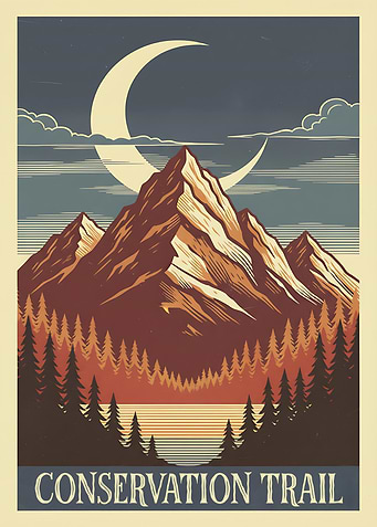 Conservation Trail Mountain Landscape Poster