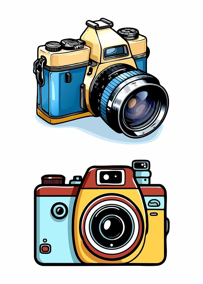 Two Cartoon Style Cameras