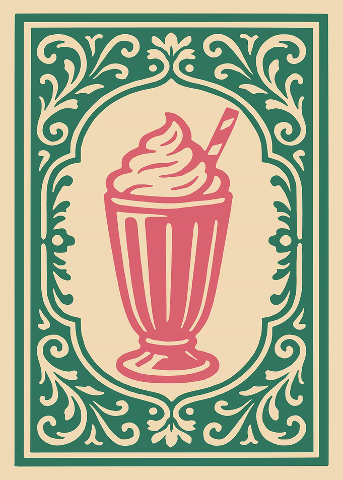 Milkshake Illustration with Ornate Border