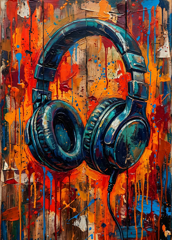 Headphones Abstract Painting
