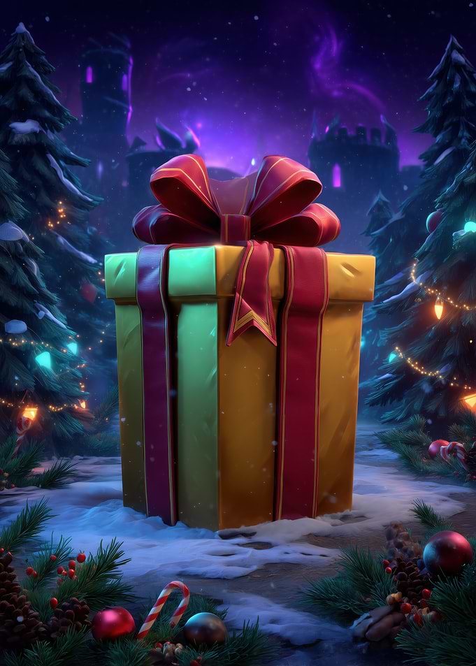 Christmas Gift in Snowy Landscape