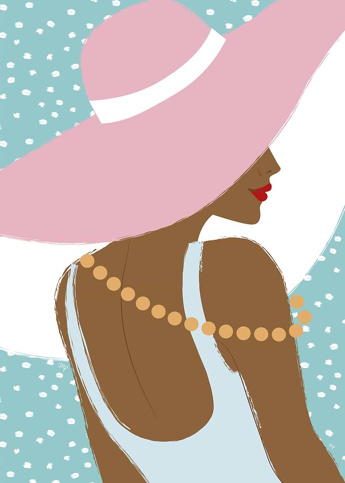 Elegant Woman with Pink Hat