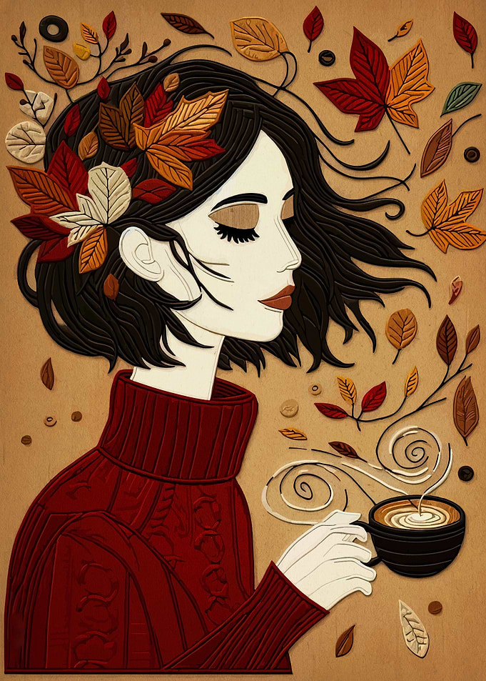 Autumn Woman with Coffee