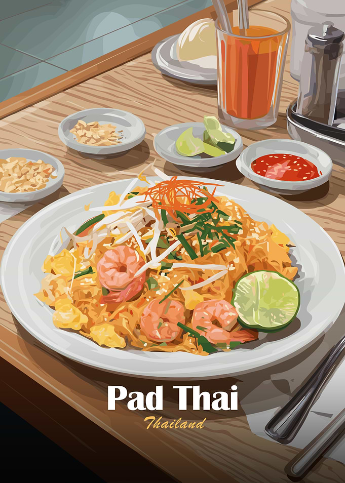 Pad Thai Thailand Food Illustration