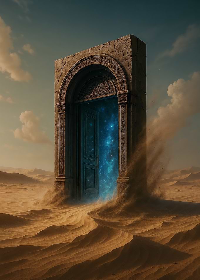 Cosmic Portal in the Desert – Mystical Gateway Surreal Artwork