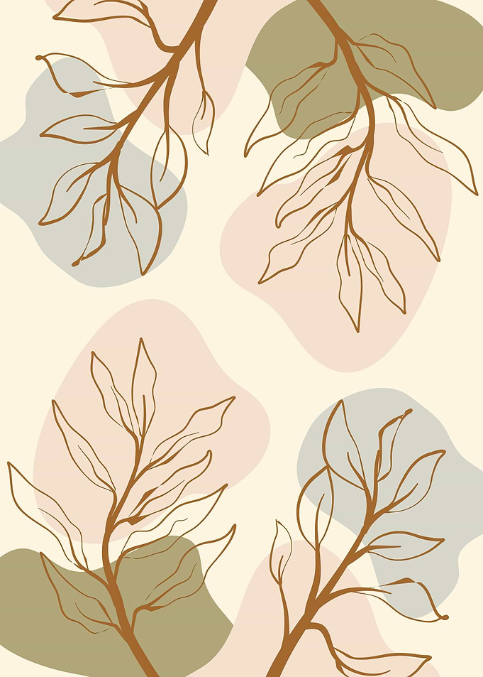 Minimalist Floral Art with Abstract Shapes