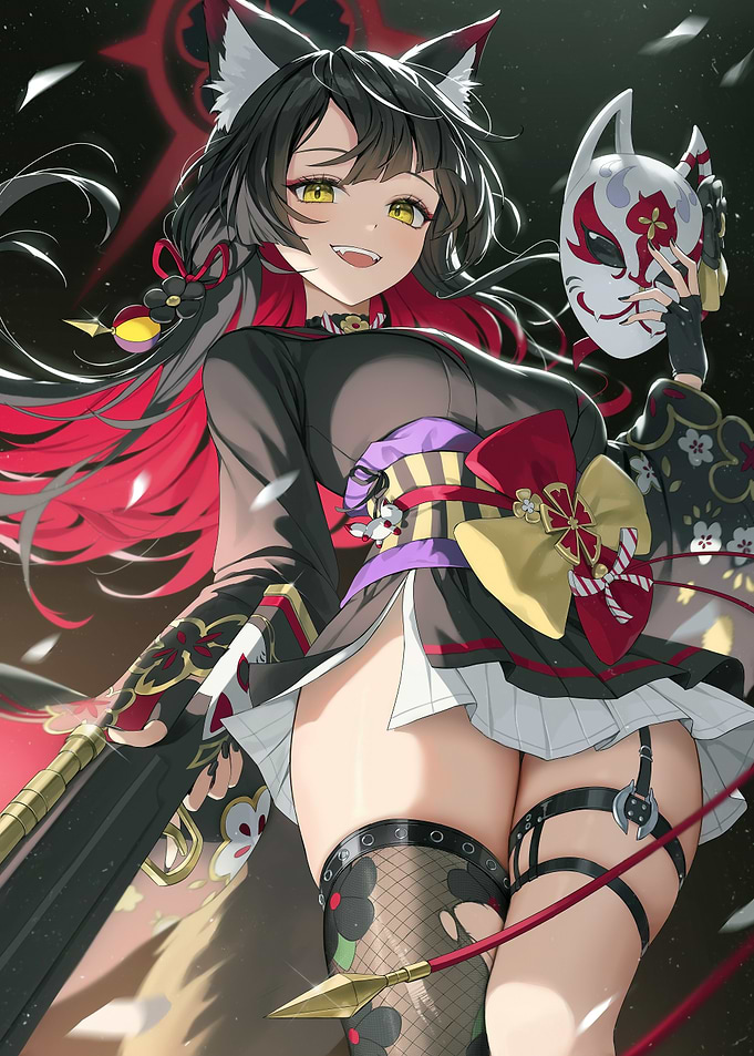 Anime Girl with Fox Ears and Mask