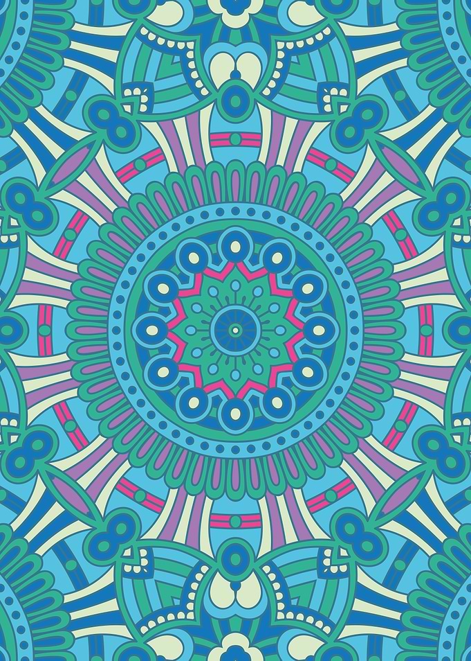Rustic Bohemian Geometric Mandala Blue Purple