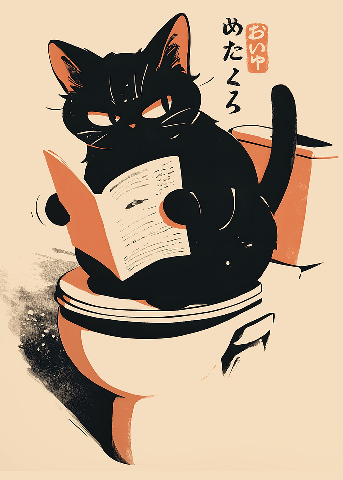 Funny Black Cat Toilet