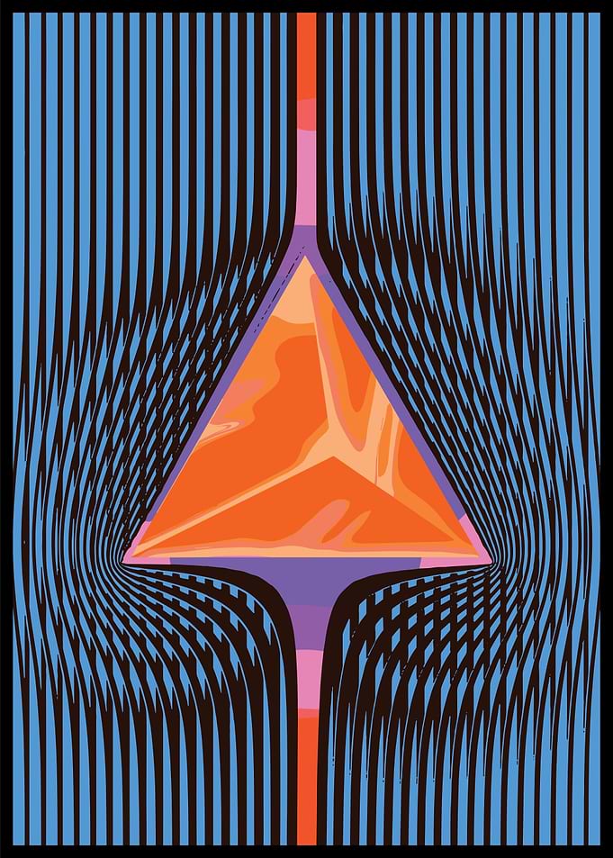 Abstract Triangle with Flowing Lines
