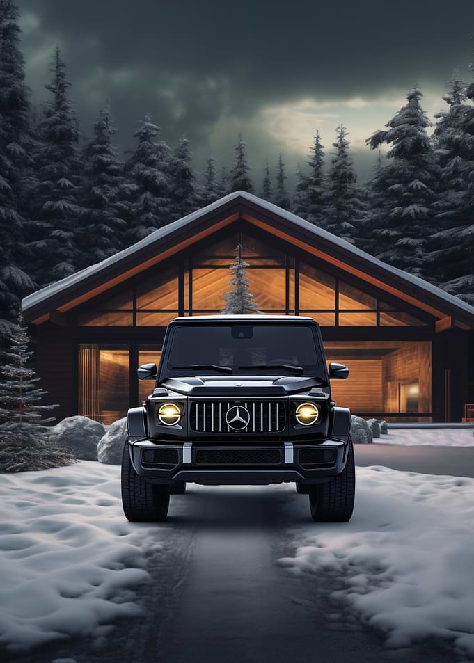 Black Luxury SUV in Winter