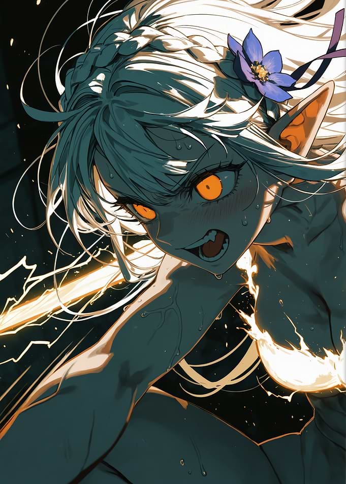 Fierce Elf Warrior with Glowing Eyes