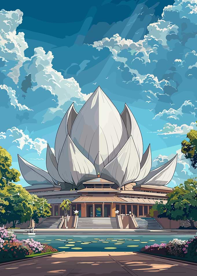 Lotus Temple Digital Art